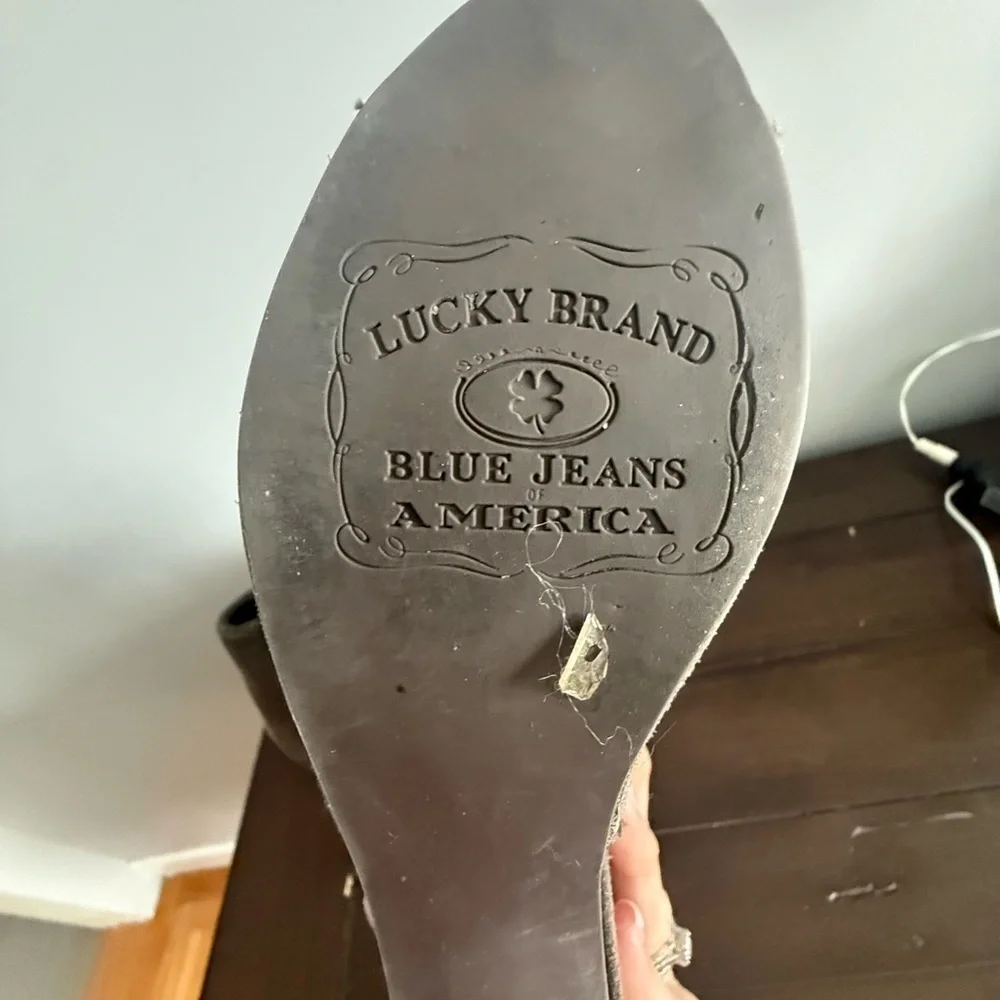 Lucky Brand Suede Lace-Up Cutout Wedge Booties Size 8M